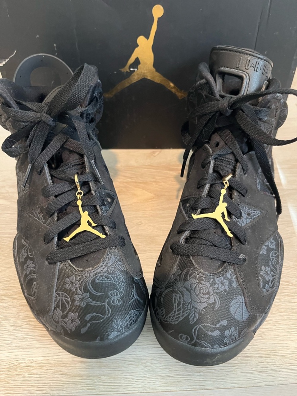 Women’s Air Jordan 6 Retro SD Black High-Top Sneakers with Subtle Floral Print